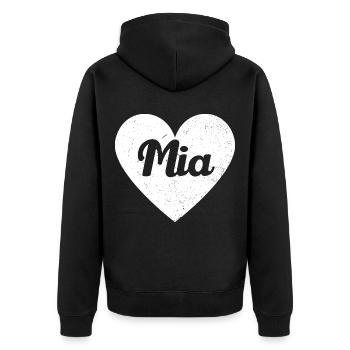 Mia Name Big Heart Love Graphic Gift - Unisex Premium Organic Zip Hoodie - black - Back - Nico (187cm)