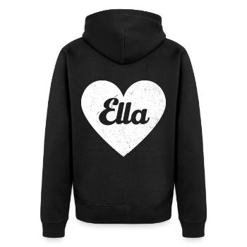 Ella Name Grosses Herz Liebe Grafik Geschenk - Unisex Premium Bio Zip Hoodie - Schwarz - Hinten - Nico (187cm)