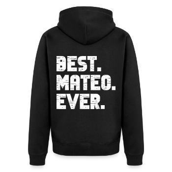 Best Mateo Ever Retro Geschenk Spruch Geburtstag - Unisex Premium Bio Zip Hoodie - Schwarz - Hinten - Nico (187cm)