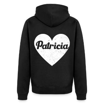 Patricia Name Big Heart Love Artwork Gift - Unisex Premium Organic Zip Hoodie - black - Back - Nico (187cm)