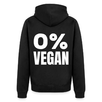 Kein Veganer Lustiger Fleisch BBQ Grillen Essen - Unisex Premium Bio Zip Hoodie - Schwarz - Hinten - Nico (187cm)