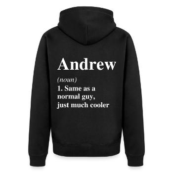 Andrew Definition Cooler Name Spruch Geschenk - Unisex Premium Bio Zip Hoodie - Schwarz - Hinten - Nico (187cm)