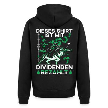 Aktien Dividenden Investor Börsen - Unisex Premium Bio Zip Hoodie - Schwarz - Hinten - Nico (187cm)