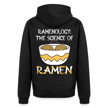 Ramen Nudeln - Ramenology Science of Ramen - Unisex Premium Bio Zip Hoodie - Schwarz - Hinten - Nico (187cm)