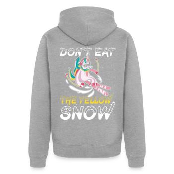 Skieurs Ski Licorne - neige jaune - Veste à capuche bio Premium Unisexe - gris chiné - Dos - Nico (187cm)