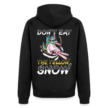Ski Skifahrer Skifahren Einhorn - yellow snow - Unisex Premium Bio Zip Hoodie - Schwarz - Hinten - Nico (187cm)