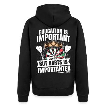 Dart Darts - darts is importanter - Unisex Premium Organic Zip Hoodie - black - Back - Nico (187cm)