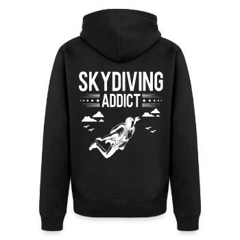 Fallschirmspringen Skydiving - Skydiving Addict - Unisex Premium Bio Zip Hoodie - Schwarz - Hinten - Nico (187cm)