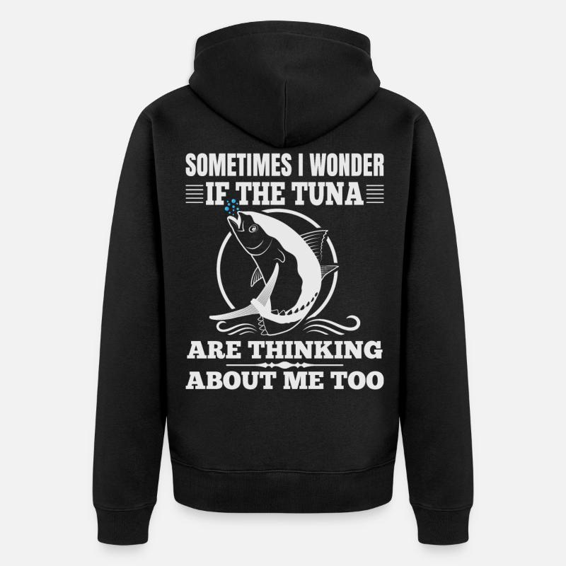 Le thon pense à moi aussi - pêche au thon - Veste à capuche bio Premium Unisexe - noir