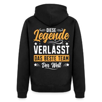 Abschiedsgeschenk Kollegen Jobwechsel - Unisex Premium Bio Zip Hoodie - Schwarz - Hinten - Nico (187cm)