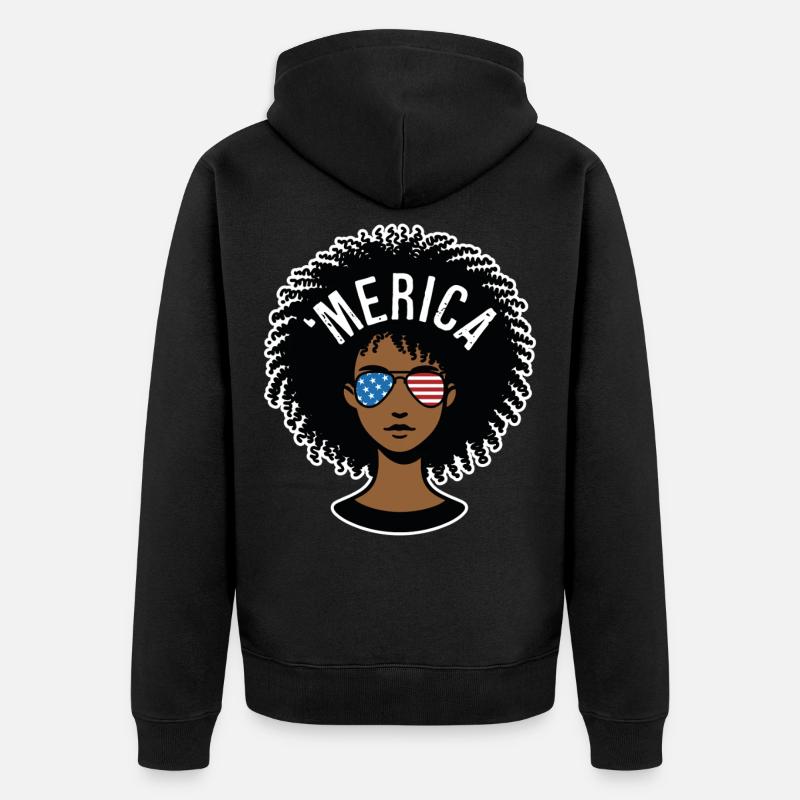 "merica Afro - Unisex Premium Bio Zip Hoodie - Schwarz