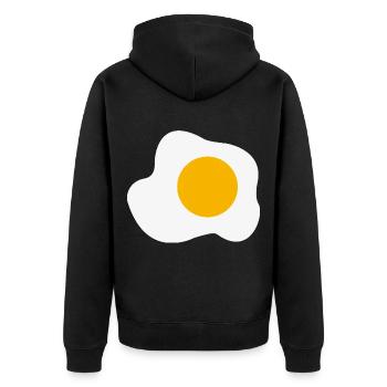 Spiegelei Grafik Frühstück Eigelb Liebhaber - Unisex Premium Bio Zip Hoodie - Schwarz - Hinten - Nico (187cm)