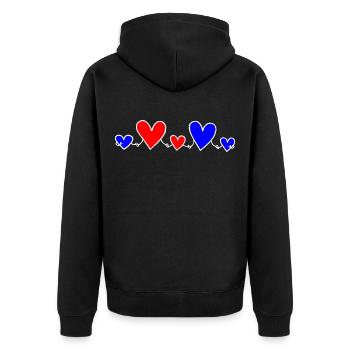 Familie 3 Kinder Eltern 2 Söhne 1 Tochter Herz - Unisex Premium Bio Zip Hoodie - Schwarz - Hinten - Nico (187cm)