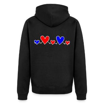 Famille 3 Enfants Parents 1 Fils 2 Filles Coeur - Veste à capuche bio Premium Unisexe - noir - Dos - Nico (187cm)