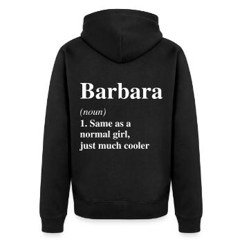 Barbara Definition Cooler Name Spruch Geschenk - Unisex Premium Bio Zip Hoodie - Schwarz - Hinten - Nico (187cm)