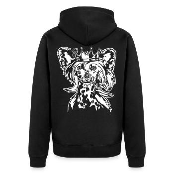 Chinese Crested Dog Krone Hund Hunde Wilsigns - Unisex Premium Bio Zip Hoodie - Schwarz - Hinten - Nico (187cm)