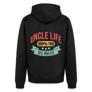 Uncle Life Best Uncle Funny Gift Saying - Unisex Premium Organic Zip Hoodie - black - Back - Nico (187cm)