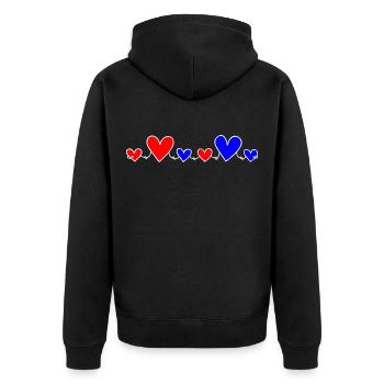 Familie 4 Kinder Eltern 2 Töchter 2 Söhne Herzen - Unisex Premium Bio Zip Hoodie - Schwarz - Hinten - Nico (187cm)