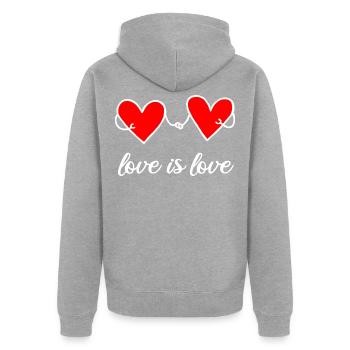 L’amour est amoureux LGBTQ Amour se marier - Veste à capuche bio Premium Unisexe - gris chiné - Dos - Nico (187cm)