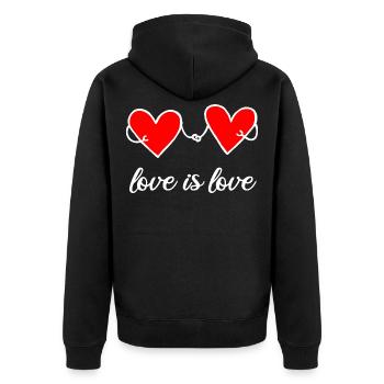 Love is Love Lovers LGBTQ Love Getting Married - Unisex Premium Organic Zip Hoodie - black - Back - Nico (187cm)