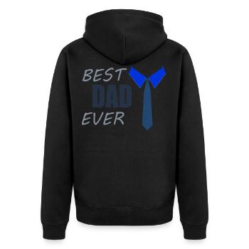 BEST DAD EVER - Unisex Premium Bio Zip Hoodie - Schwarz - Hinten - Nico (187cm)