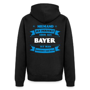 Perfekter Bayer - Bayern Deutschland - Unisex Premium Bio Zip Hoodie - Schwarz - Hinten - Nico (187cm)