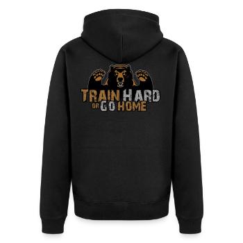 Training Bear - Unisex Premium Organic Zip Hoodie - black - Back - Nico (187cm)
