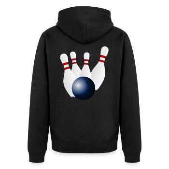 Bowling - Unisex Premium Bio Zip Hoodie - Schwarz - Hinten - Nico (187cm)