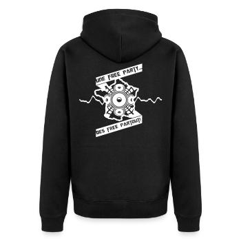 Kostenlose überall! - Unisex Premium Bio Zip Hoodie - Schwarz - Hinten - Nico (187cm)