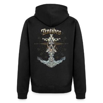 Antibes Ancre nautique Bateau à voile été - Veste à capuche bio Premium Unisexe - noir - Dos - Nico (187cm)