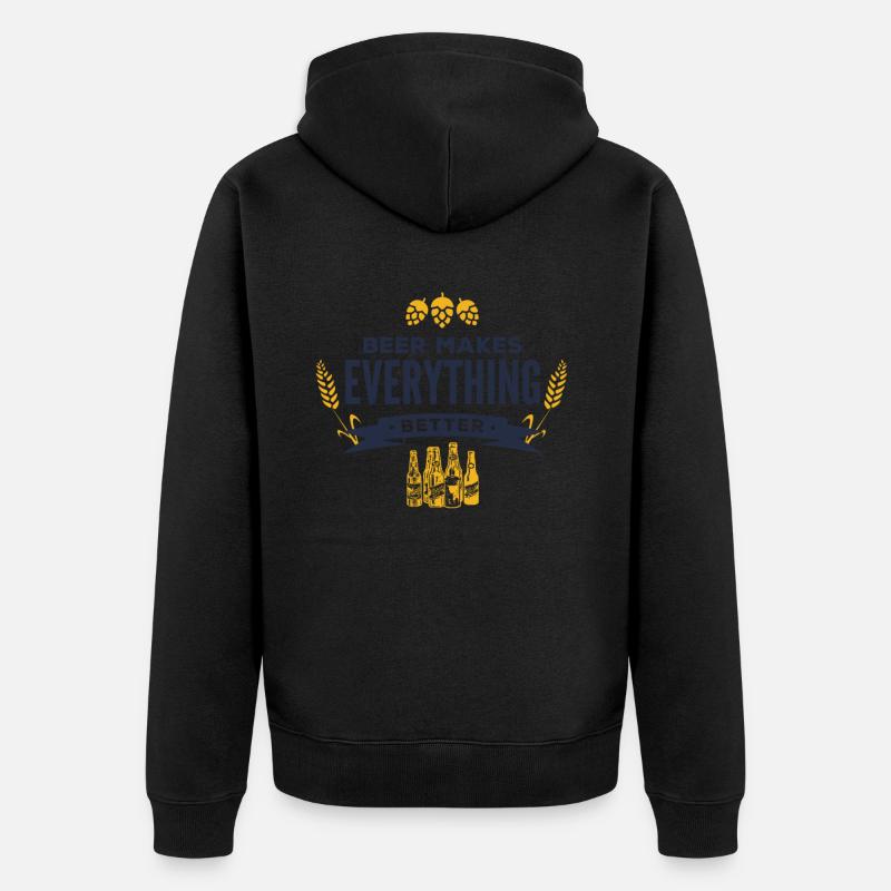 Bier macht alles besser! - Unisex Premium Bio Zip Hoodie - Schwarz