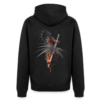 Dragon - Unisex Premium Bio Zip Hoodie - Schwarz - Hinten - Nico (187cm)