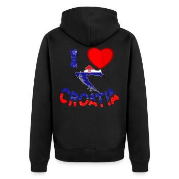 J'adore la Croatie T-shirt - cadeau Croatie - Veste à capuche bio Premium Unisexe - noir - Dos - Nico (187cm)