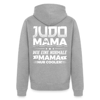 Judo Mama - Sportverein Kampfkunst Judolehrer - Unisex Premium Bio Zip Hoodie - Grau meliert - Hinten - Nico (187cm)