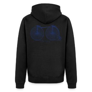 Retro-Tandem - Unisex Premium Bio Zip Hoodie - Schwarz - Hinten - Nico (187cm)