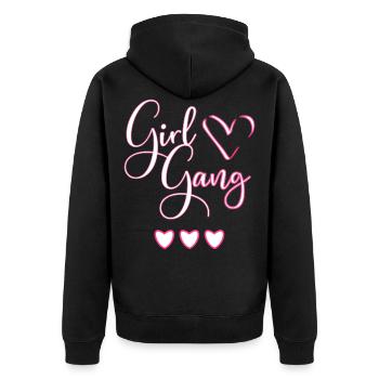 Best Friends Shirt for 3 - Girl Gang - Unisex Premium Organic Zip Hoodie - black - Back - Nico (187cm)