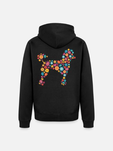 Hund Pudel Geschenk Blumen Tierliebhaber - Unisex Premium Bio Zip Hoodie - Schwarz
