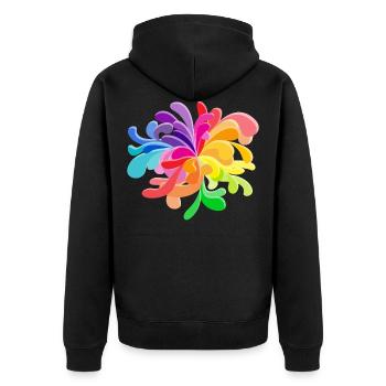 Farbflecken Sprayer Farbe splashes Farbkleckse - Unisex Premium Bio Zip Hoodie - Schwarz - Hinten - Nico (187cm)