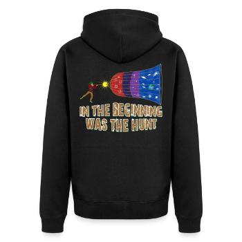 Jagd Geschenk für Jäger Galaxie Kosmos Planeten - Unisex Premium Bio Zip Hoodie - Schwarz - Hinten - Nico (187cm)