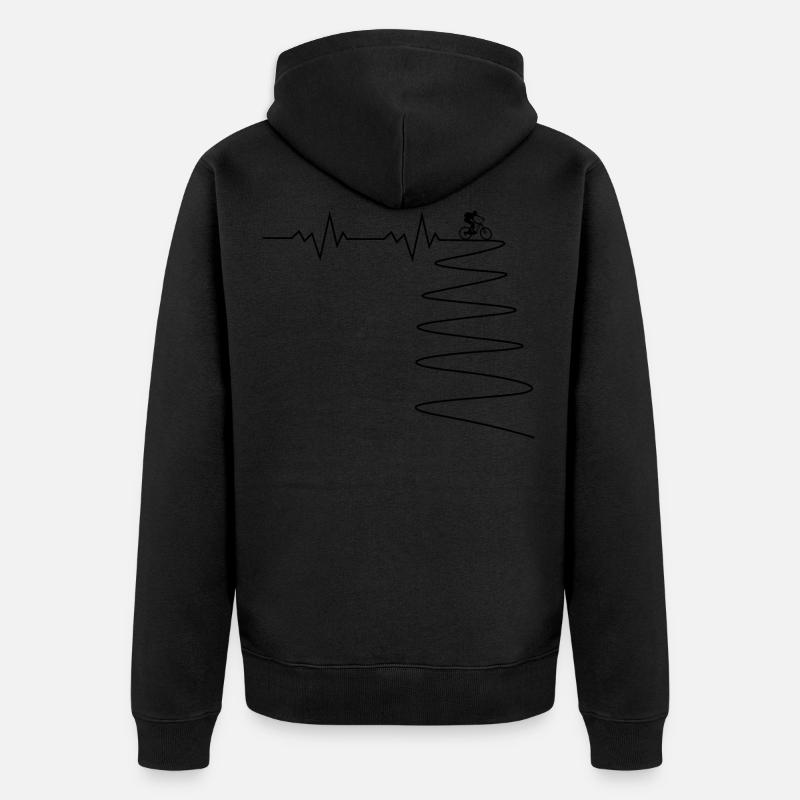Fréquence cardiaque de vélo de montagne - Veste à capuche bio Premium Unisexe - noir