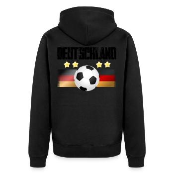 Fußball Deutschland - Unisex Premium Bio Zip Hoodie - Schwarz - Hinten - Nico (187cm)