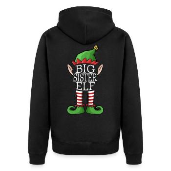 Big Sister Elf Xmas Christmas Family Costume - Unisex Premium Organic Zip Hoodie - black - Back - Nico (187cm)