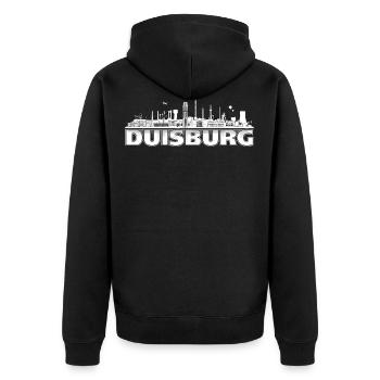 duisburg_city_lines - Unisex Premium Organic Zip Hoodie - black - Back - Nico (187cm)