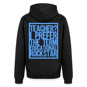 Lehrer? - Unisex Premium Bio Zip Hoodie - Schwarz - Hinten - Nico (187cm)