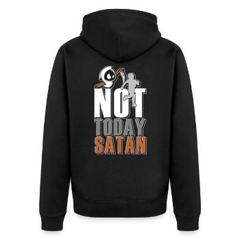 Not Today Satan jogging running gift - Unisex Premium Organic Zip Hoodie - black - Back - Nico (187cm)