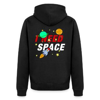 I Need Space Rakete Raumschiff Weltraum Weltall - Unisex Premium Bio Zip Hoodie - Schwarz - Hinten - Nico (187cm)