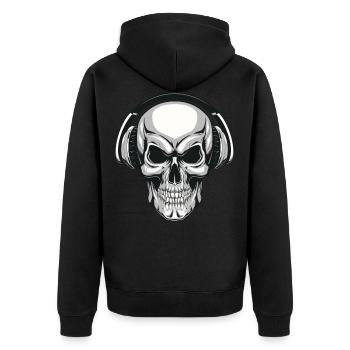 Crâne avec des écouteurs - Veste à capuche bio Premium Unisexe - noir - Dos - Nico (187cm)