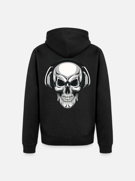 Skull with headphones - Unisex Premium Organic Zip Hoodie -