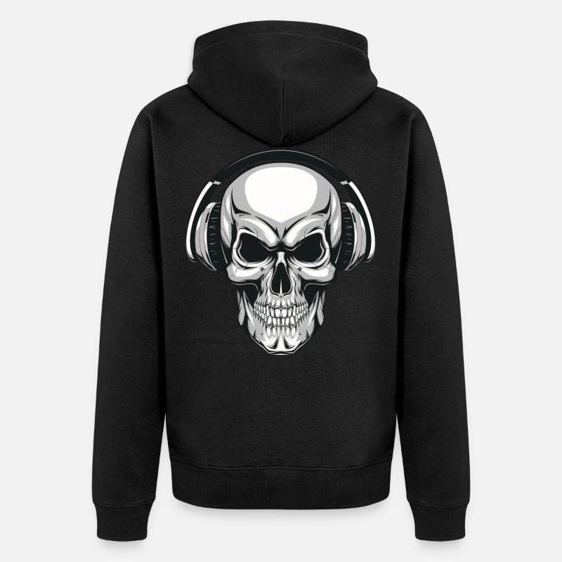 Crâne avec des écouteurs - Veste à capuche bio Premium Unisexe - undefined