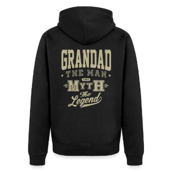 Grandad The Legend - Unisex Premium Organic Zip Hoodie - black - Back - Nico (187cm)